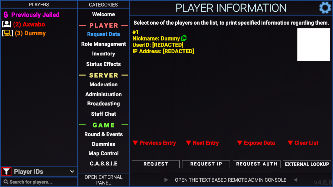 Previously Jailed GUI in the Remote Admin