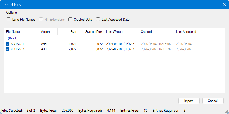 Import Files Dialog