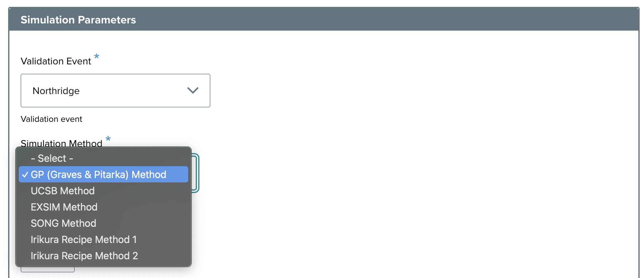 Select simulation method