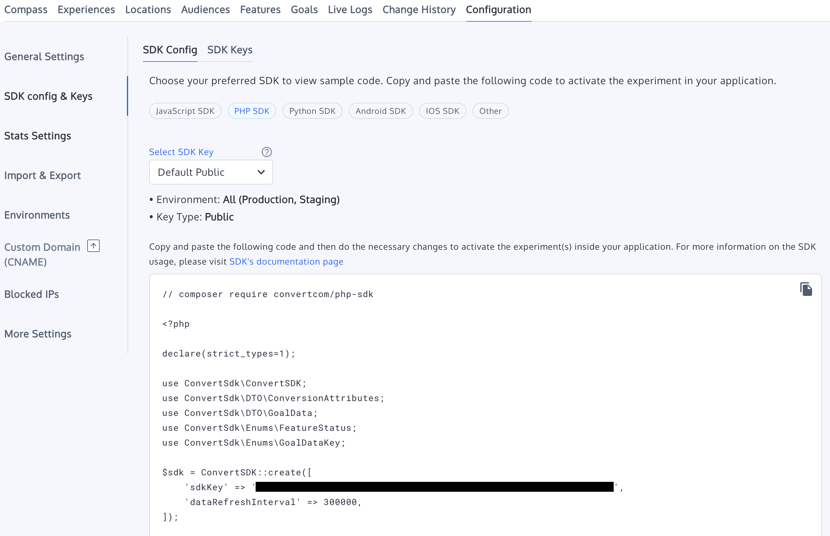 SDK initialization, context creation, and experience run flow