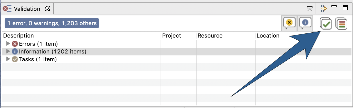 The cleaning and validation of all the models of the workspace can be forced from the Validation view.